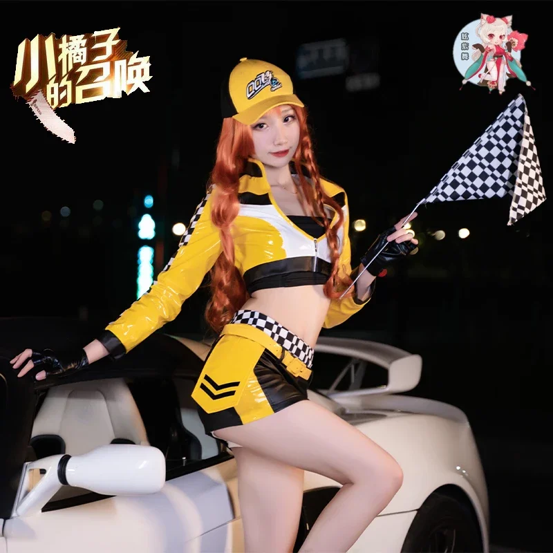 QQ Speed COS Little Orange Sister Racing Suit Women's Wear Costumes  Cosplay  Props for Carnival Party Events Performance