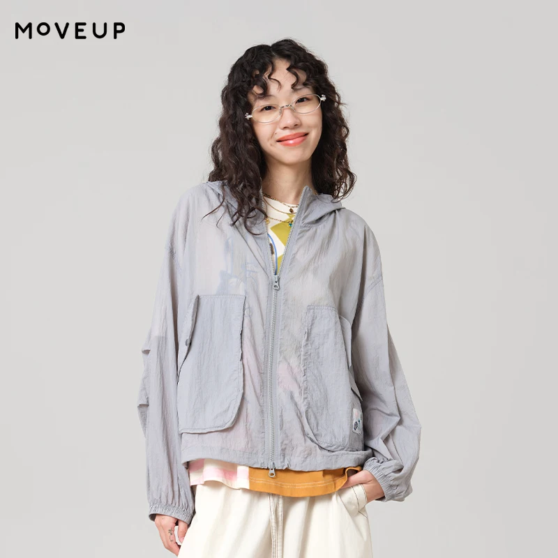 

MOVEUP Women Protection Sunscreen Jacket 2026 Summer New Hooded Pocket Woven Label Breathable Sun Protection Outerwear 3ELX21504