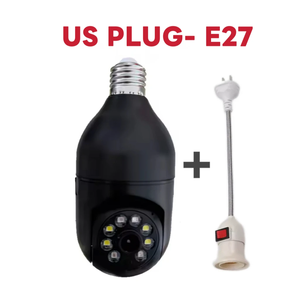New WiFi 4MP Surveillance IP Camera E27 Bulb Auto Tracking Night Vision Full Color Video Security Baby Monitor Indoor