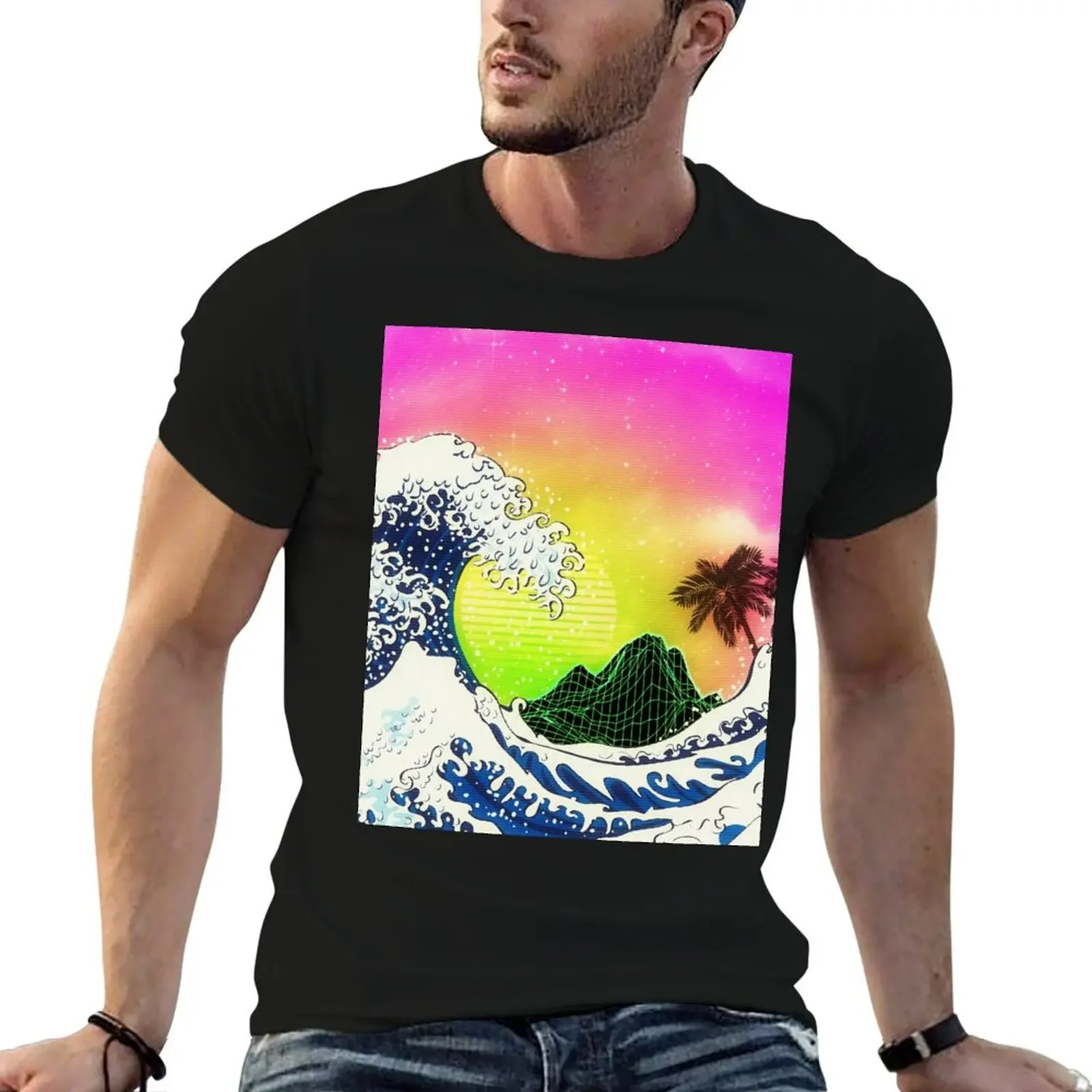 

Big waves and palm trees T-Shirt man clothes boys whites heavyweights customs design your own fitted t shirts for men