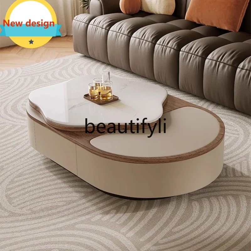 

LL A139 Italian Style Light Luxury Rock Board Coffee Table TV Cabinet Combination Living Room Household Petal french Creative Te
