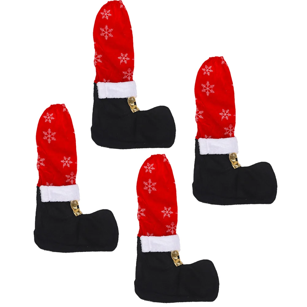 

4 Pcs Christmas Floor Protectors Party Favors Snowflake Table Leg Covers Chair Feet Sleeves Cloth