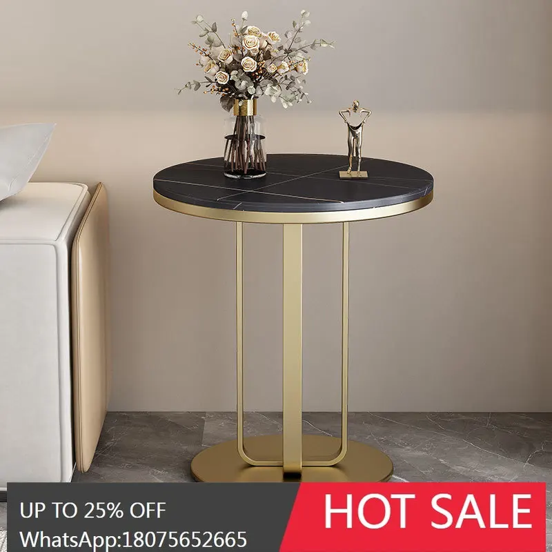 MJY Sofa Light Luxury Rock Board Small Round Table Round Sofa Side Small Apartment Tea Table