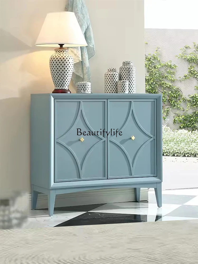 Modern & Minimalism Sideboard Cabinet American Light Luxury Style White Carved Hallway Curio Cabinet