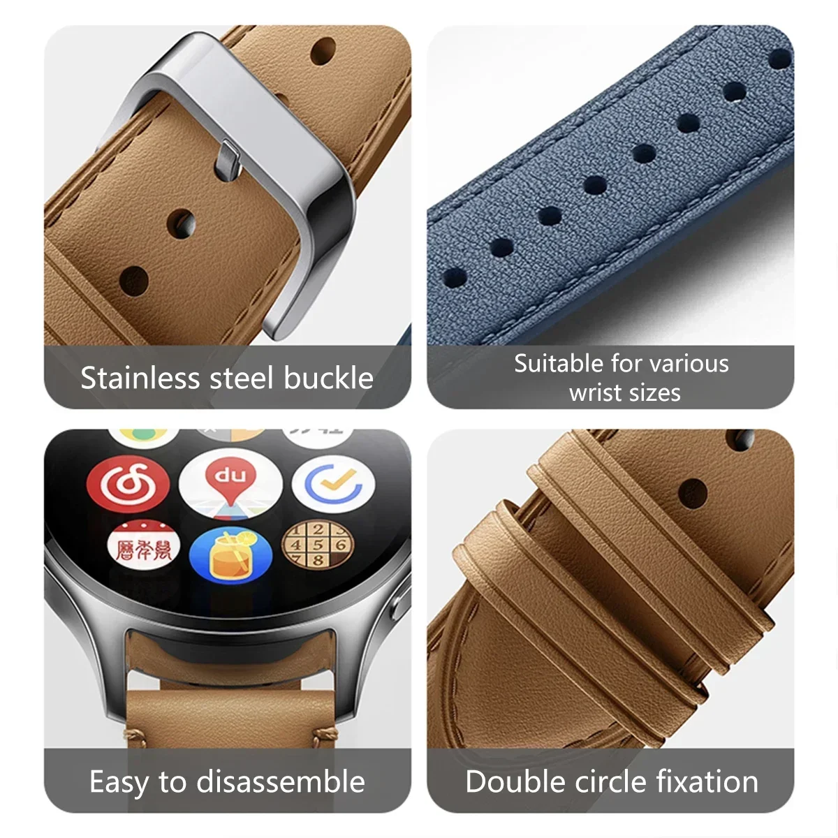 Leather Strap for Xiaomi Watch S3 S1 Pro/S1 & MI Color 2/S1 Active Cowhide Band for Universal 22MM Bracelet Accessories