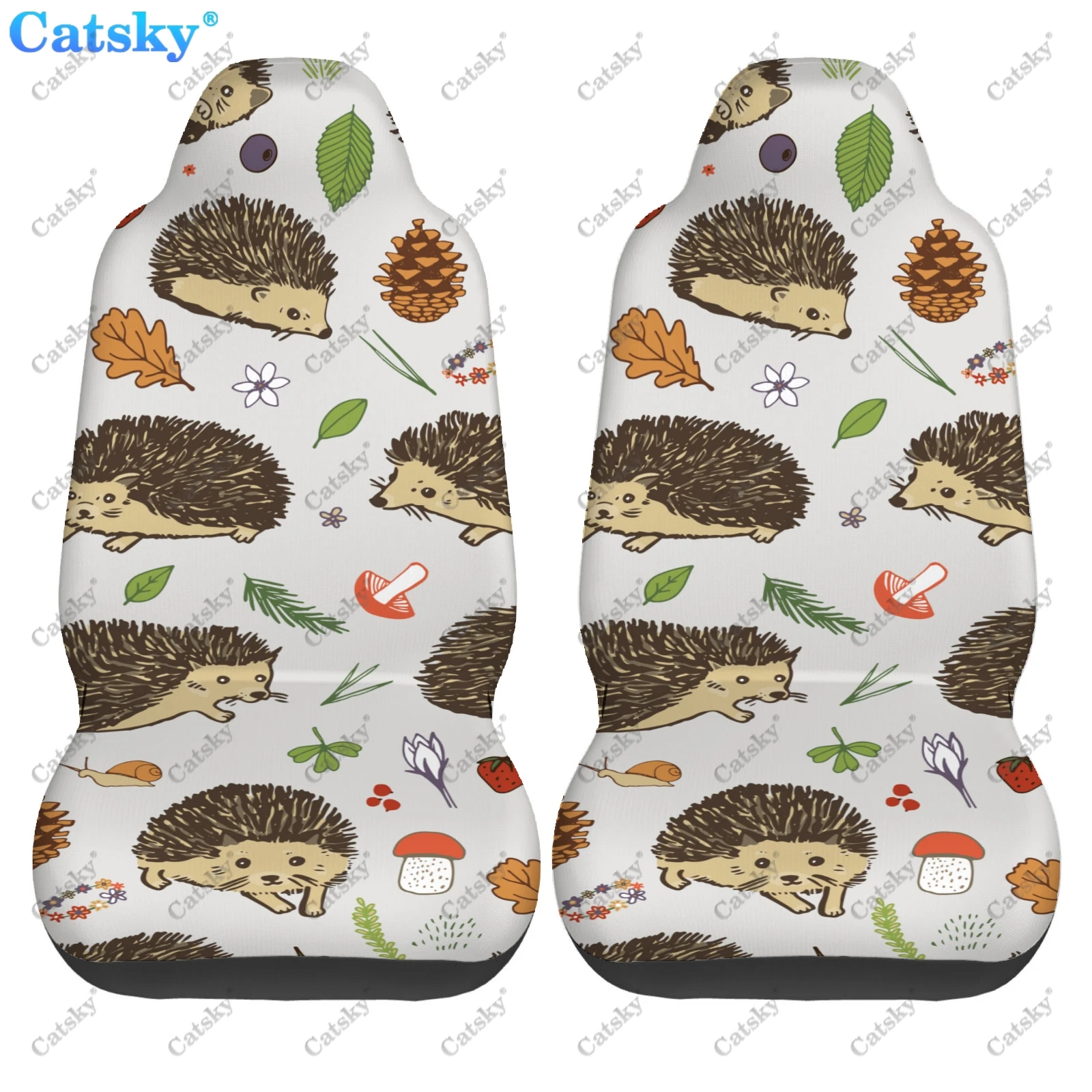 Hedgehog Pattern Print Universal Car Seat Covers Fit for Cars Trucks SUV or Van Auto Seat Cover Protector 2 PCS