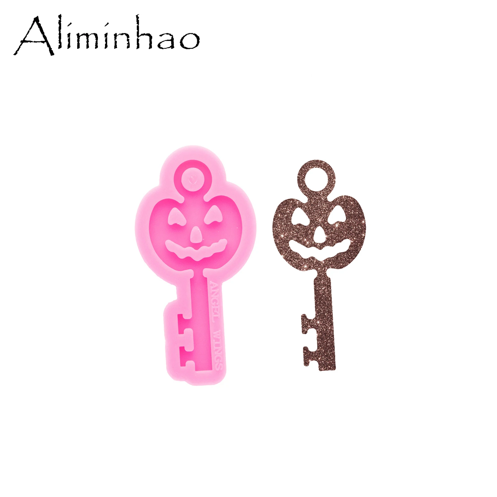 DY0679 Glossy Resin Halloween Witch/Cat/Skull Keychain Mold Epoxy Craft Silicone Pumpkin Key shape Moulds DIY Jewelry Making