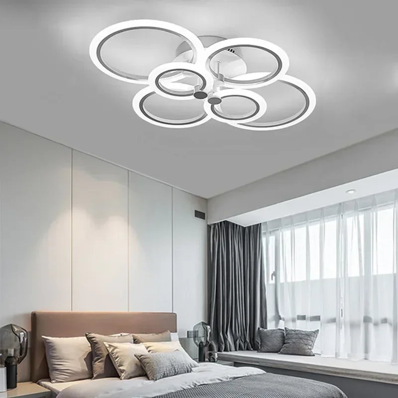 Led Low Noise Ceiling Fan Chandelier Living Dining Table Room Bedroom Kitchen Lights Black White Home Decoration Lamps Fixtures