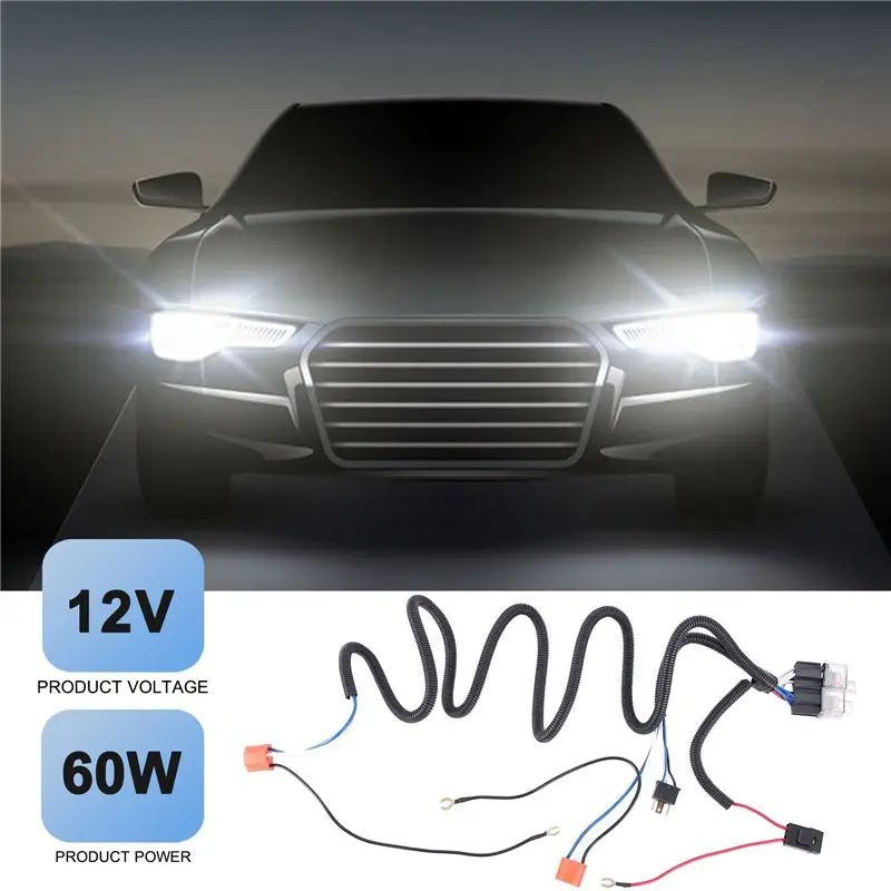 AB61-H4 Negative Switched LED Headlight Lamp Bulb Relay Wiring Harness Plug Kit