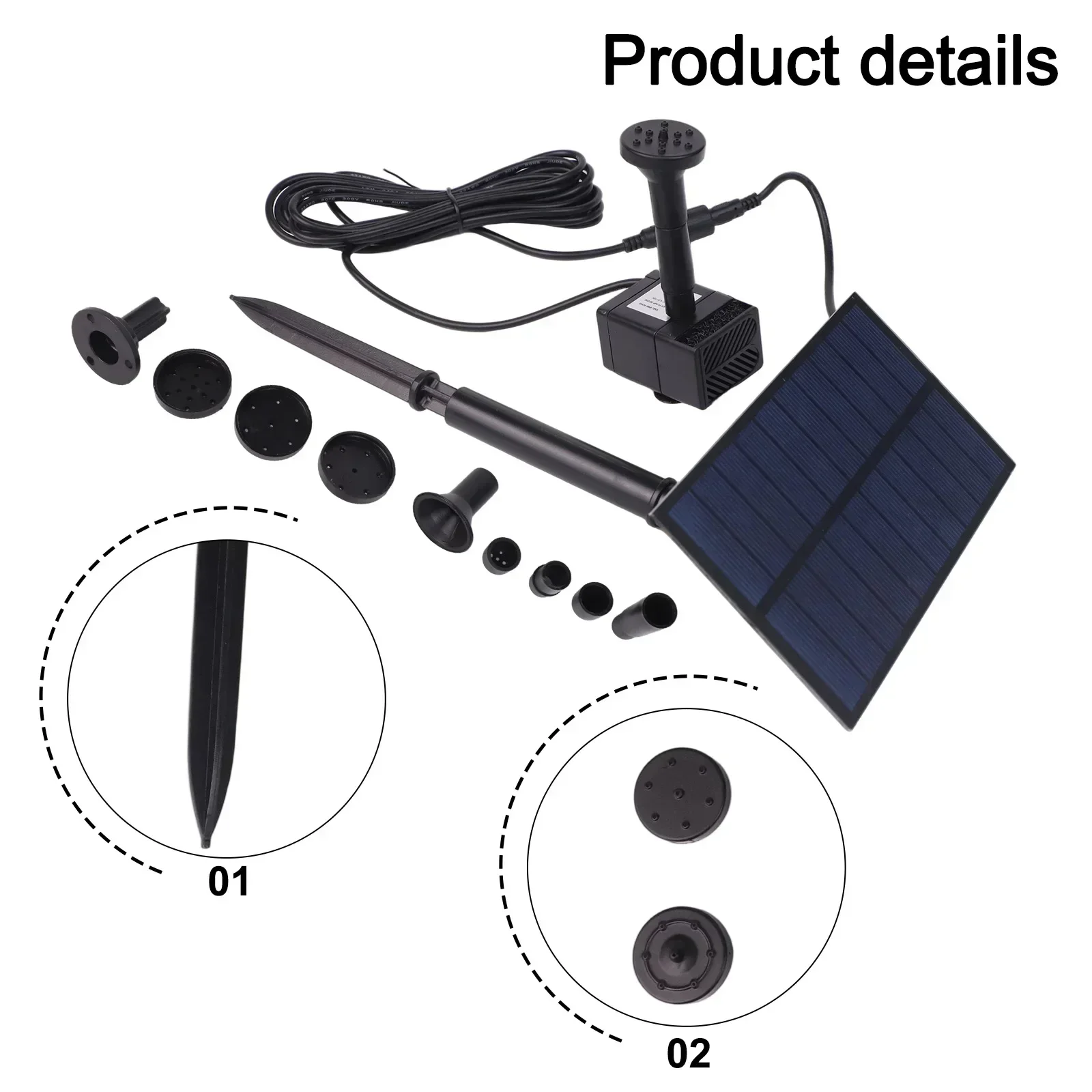 Outdoor Decoration Solar Water Pump Maximum Flow Rate 160L h Cost-effective Pump Water Spray Height 50cm For Garden Decoration