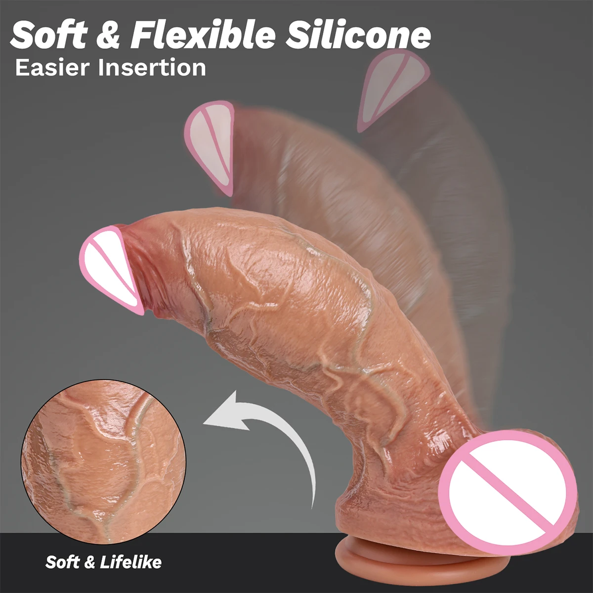 Realistic Veins Soft Silicone Big Dildo Artificial Penis Male Genitals Vaginal Masturbation Suction Cup Dick Woman Anal Sex Toy view 6