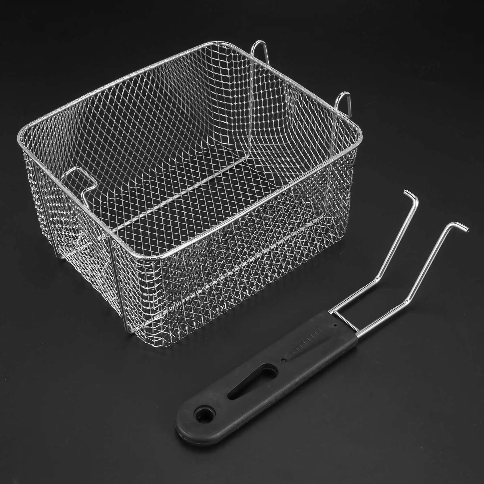 Aço inoxidável profunda Fry Basket, retângulo Wire Mesh Strainer com alça longa, fritura cozinhar ferramenta, comida apresentação talheres