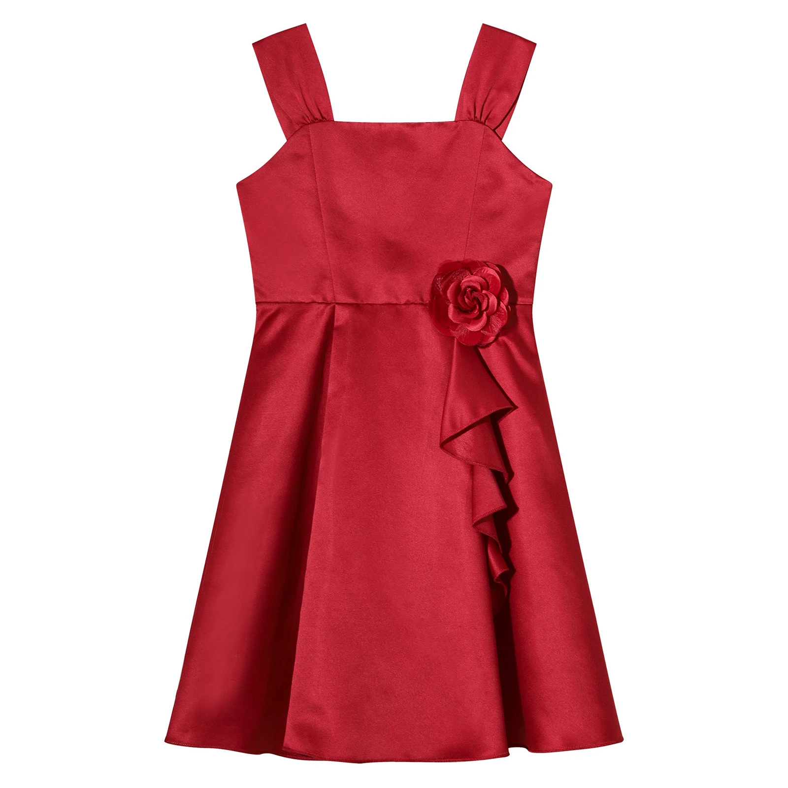 Robe de mariée en Satin pour filles, tenue de princesse élégante, sans manches, forme trapèze, avec des appliques, pour fête d'anniversaire, bal de promo