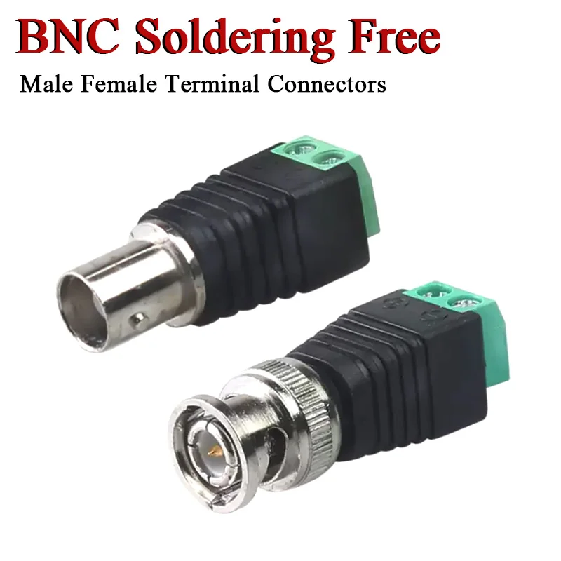 BNC Male and Female Green Terminal Solder Free Power Adapter BNC Male Female Plugs are Suitable for Monitoring Video Connectors