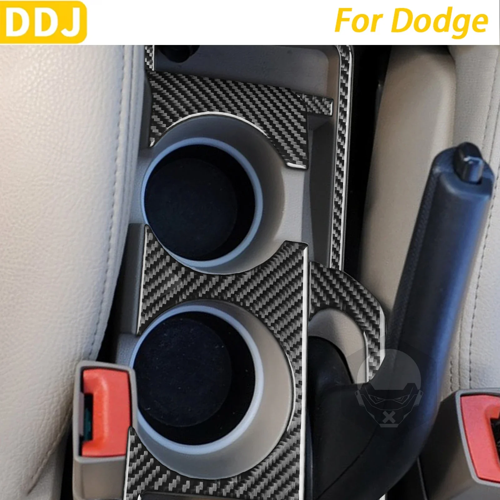 For Dodge Caliber 2007 2008 Carbon Fiber Central Water Cup Holder Panel Trim Cover Car Interior Decoration Accessories Sticker