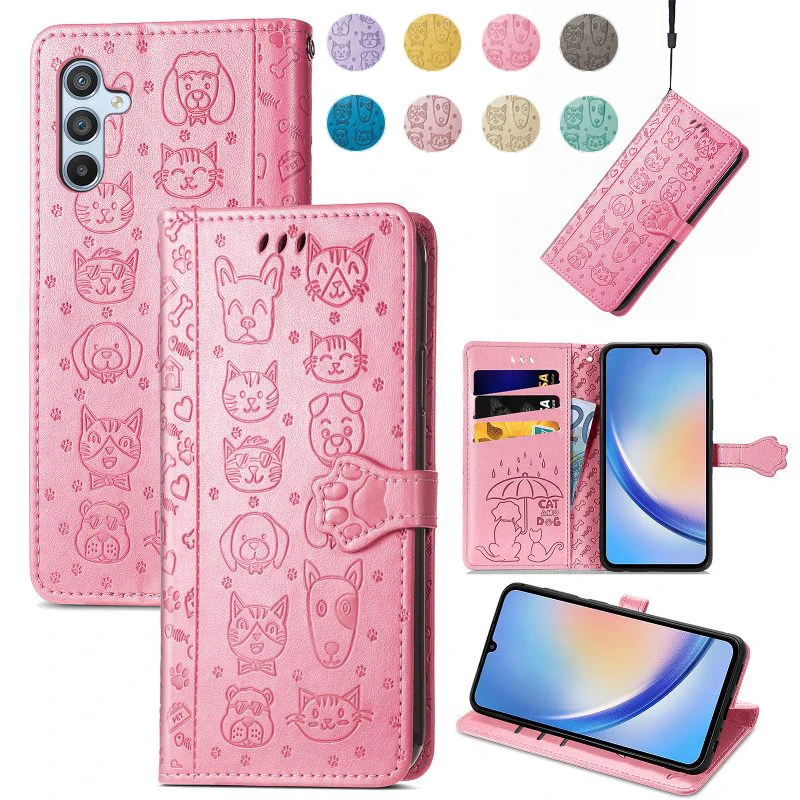 

Flip Cover Phone Case For Samsung Galaxy A90 A71 A54 A42 A33 A14 M53 F52 5G A80 A70 A41 Animal Pattern Wallet Card Holder Cover