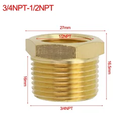 Brass Adapter Fitting Reducing Hexagon Bush Bushing Male To Female Connector Fuel Water 1/8NPT-1/4NPT 3/8NPT-1/4NPT1/2NPT-3/8NPT