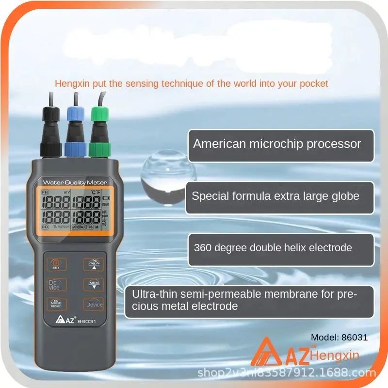 AZ86031 Dissolved Oxygen Tester Multifunctional PH Meter Dissolved Oxygen Conductivity Salinity Water Quality Tester