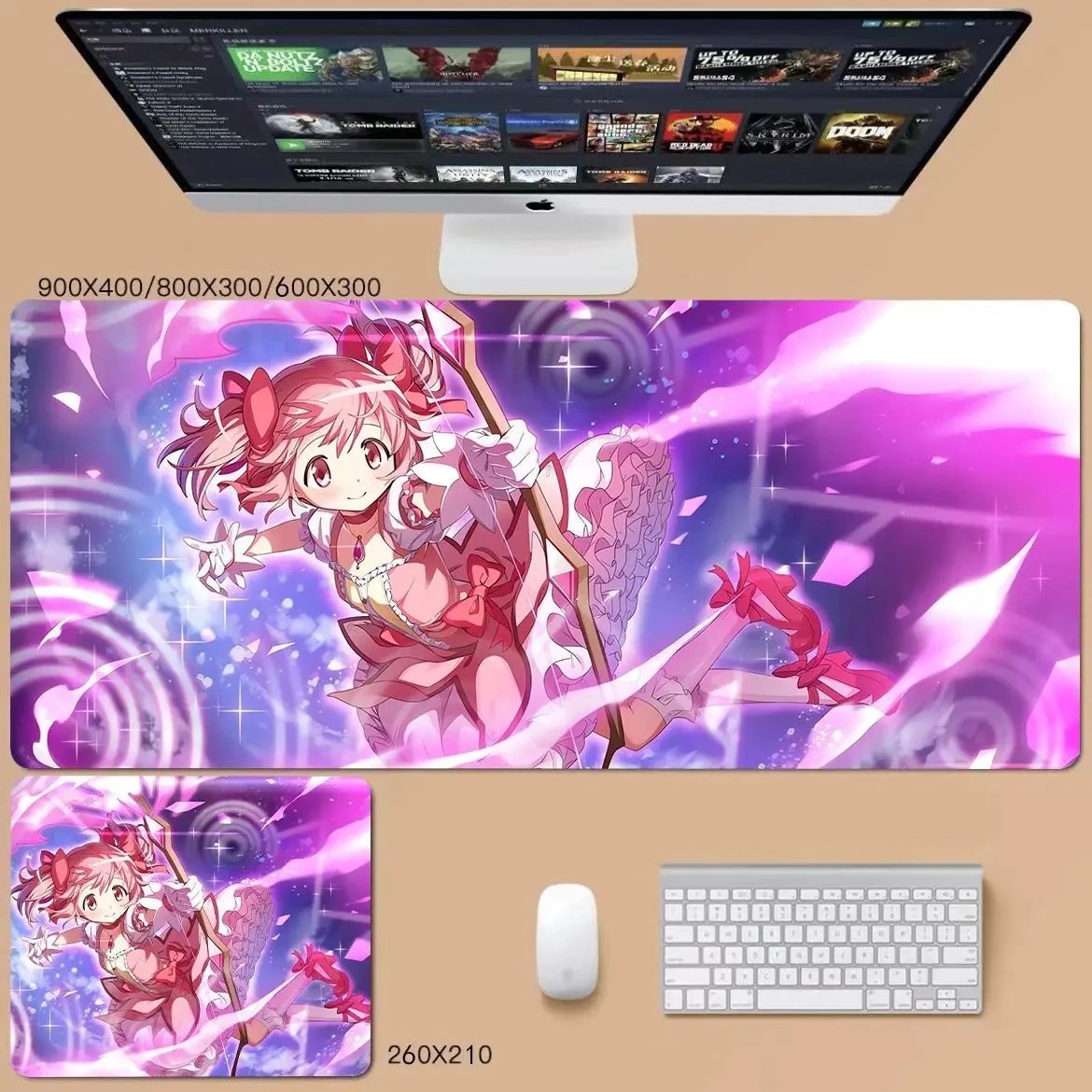 كارتون ماجيك جيرل جلد كبير XXL لطيف Kawaii الكرتون ماوس الوسادة عدم الانزلاق لوحة مفاتيح الكمبيوتر المحمول وسادة طاولة طعام سطح المكتب حصيرة
