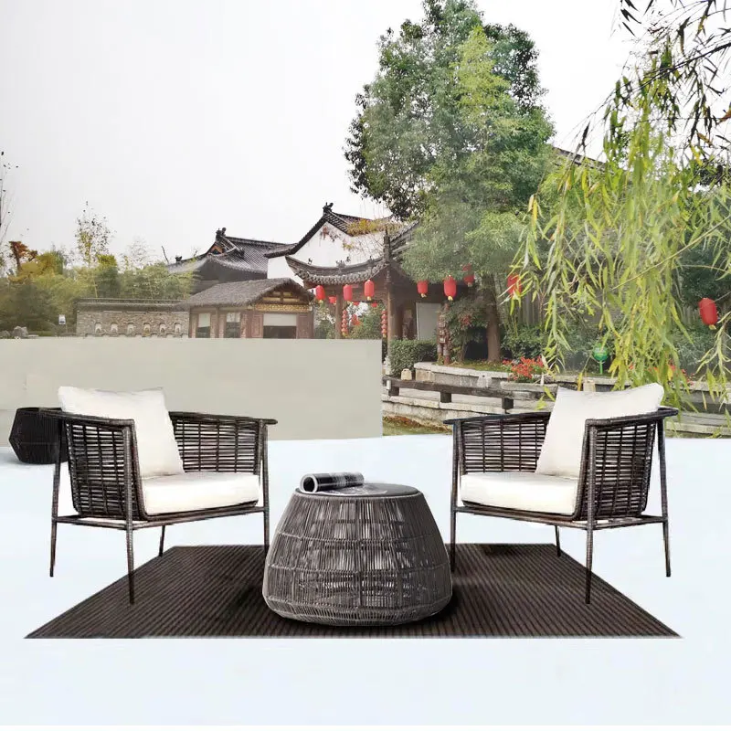 Chinesisches Gartenmöbel-Rattan-Sofa, Bett und Frühstück, Outdoor-Rattan-Sofa im Freien