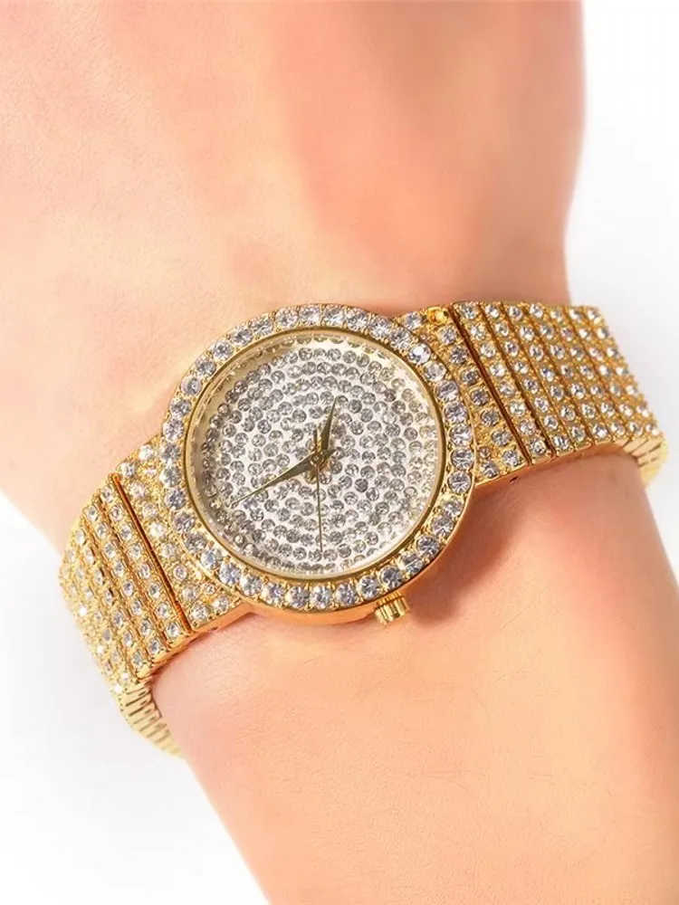 Fashion Women Shiny Diamonds Quartz Watch Office Ladies Work Wristwatch Unisex Hip Hop Bling Bling Watches