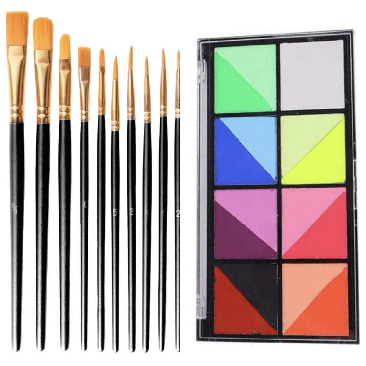 Pigment do body paintingu na bazie wody do twarzy DIY Podwójne Kolory Aktywowany Wodą Eyeliner UV Świecący Farba do Ciała i Twarzy Makijaż Oczu