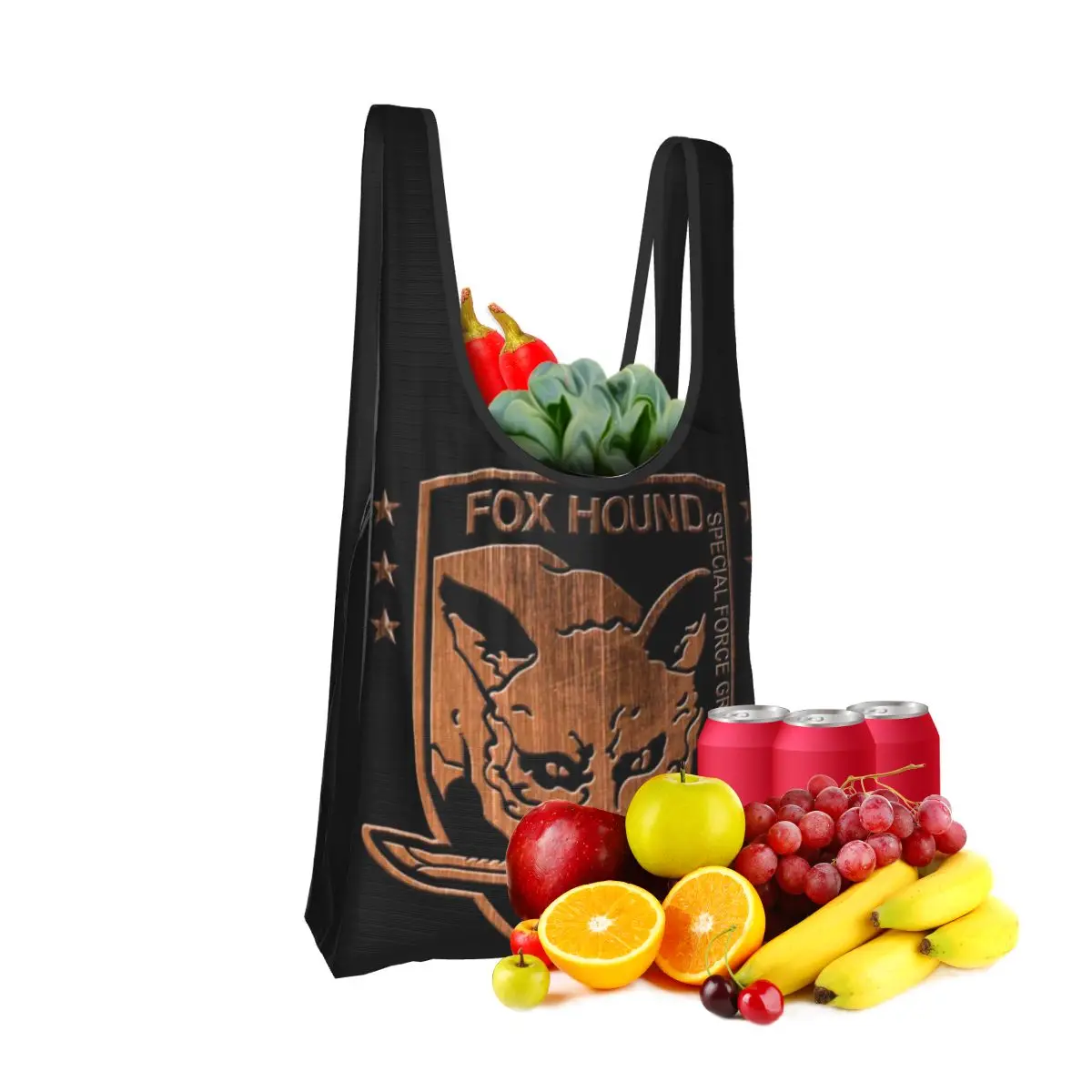 

Foxhound Special Forces Group Metal Gear Solid Shopping Bag Portable Tote Bags Reusable Shoulder Shopper Bag Grocery Handbag