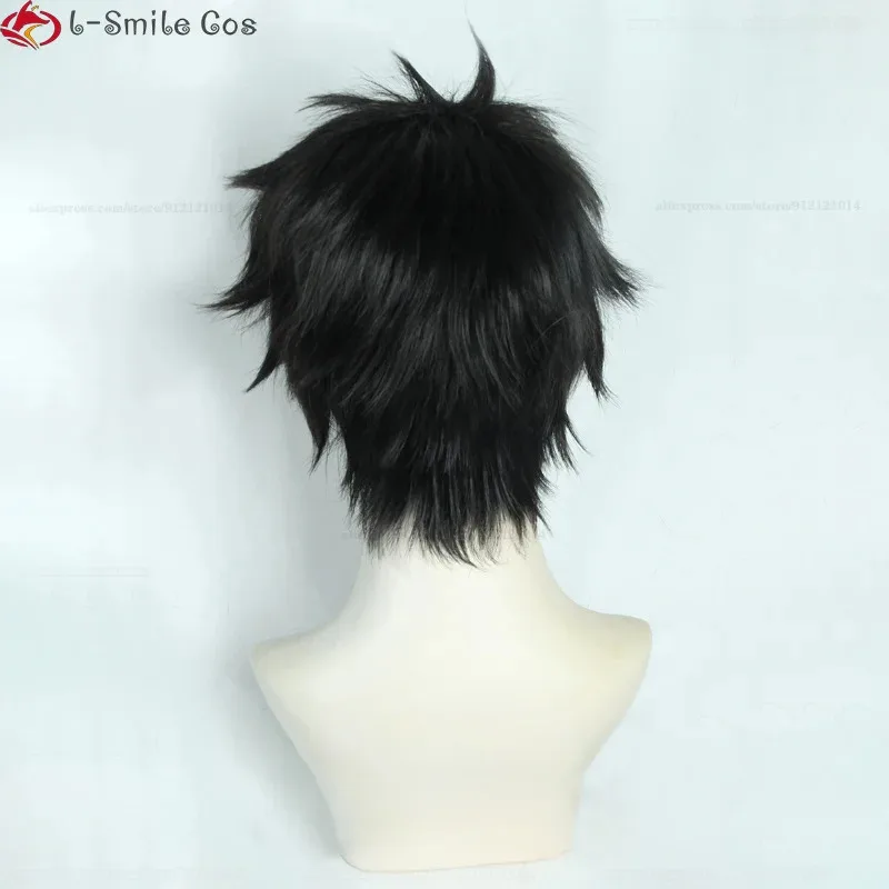 Парик для косплея Akaashi Keiji, короткие черные пушистые парики для аниме, термостойкие волосы, волейбольный клуб, парики для Хэллоуина + шапочка для парика