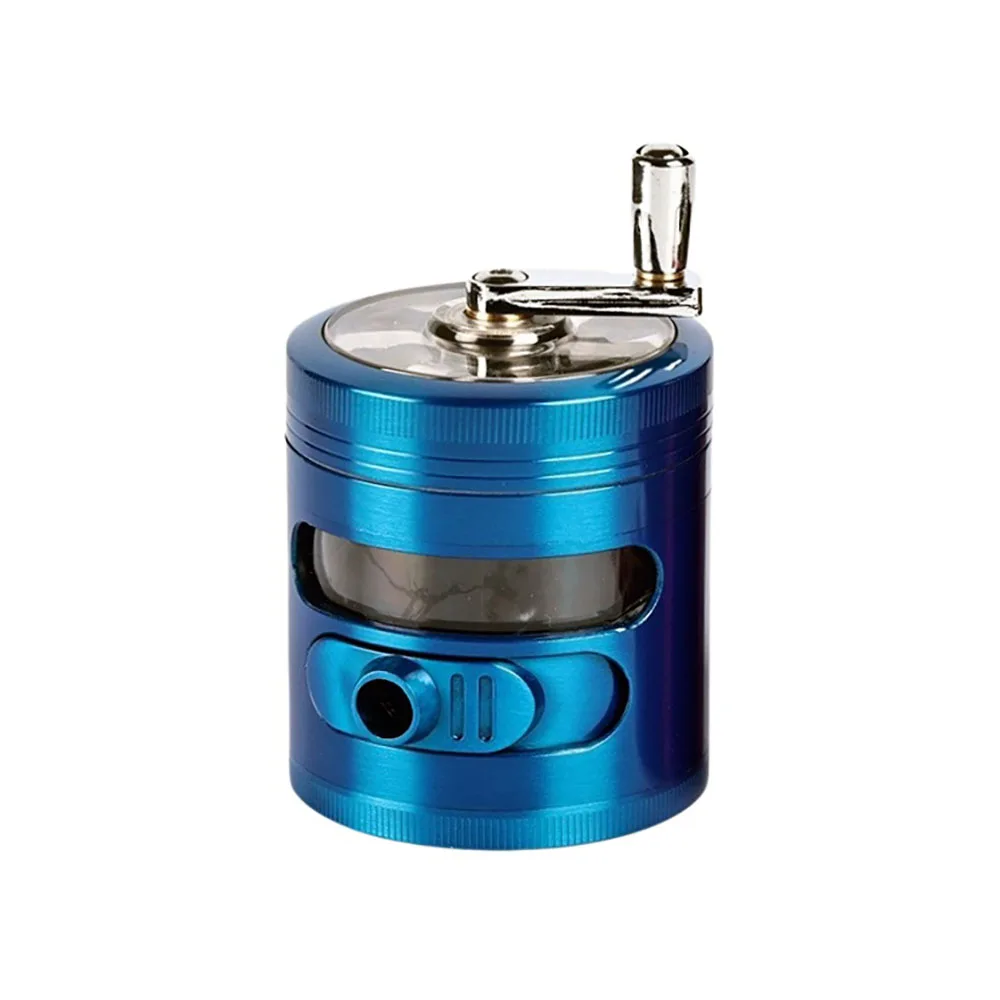 Hand Crank Zinc Alloy Grinder, 6.2cm Large Diameter, 4-Layer Detachable with Transparent Window, Sharp Teeth for Effortless Grind