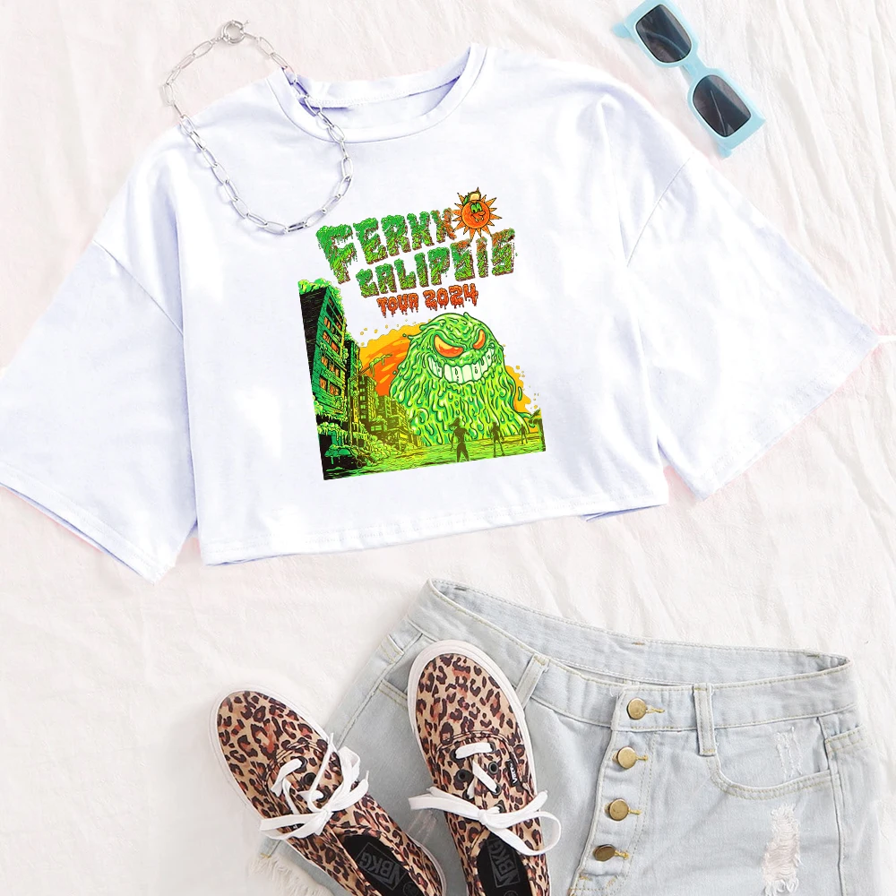 Feid Ferxxocalipsis Tour 2024 Shirt Women O-Neck Short Sleeves Crop Tops T-shirt Fans Gift Tops