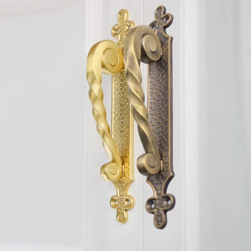 

1 шт. Ретро-ручки для дверей в европейском стиле из латуни, бронзовые ручки для межкомнатных дверей, ручки для мебели для гостиной и спальни