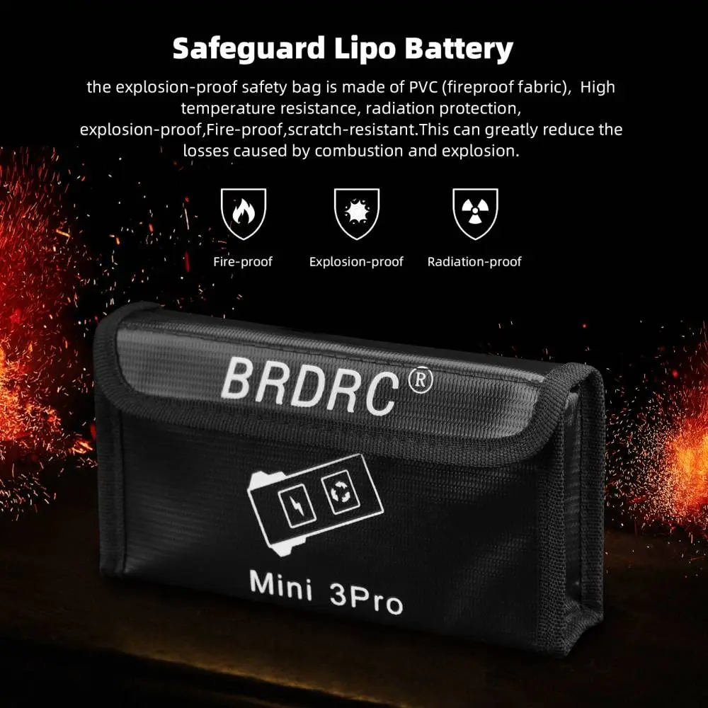 For DJI Mini 4 Pro/Mini 3 Pro/Mini 3 Drone Batteries Protection Storage Case Fireproof Explosion-proof Bag Battery Pouch