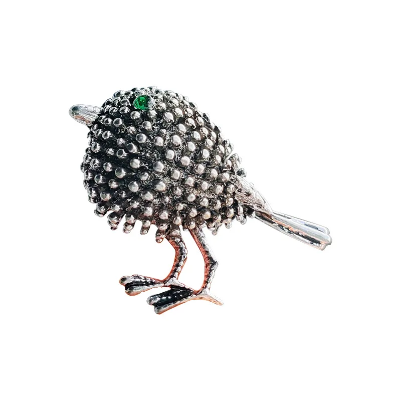 Vintage Sparrow Brooches Alloy Bird  Animal Lapel Pins Brooch Luxury Designer For Women Clothing Suit  Party Office Accessories