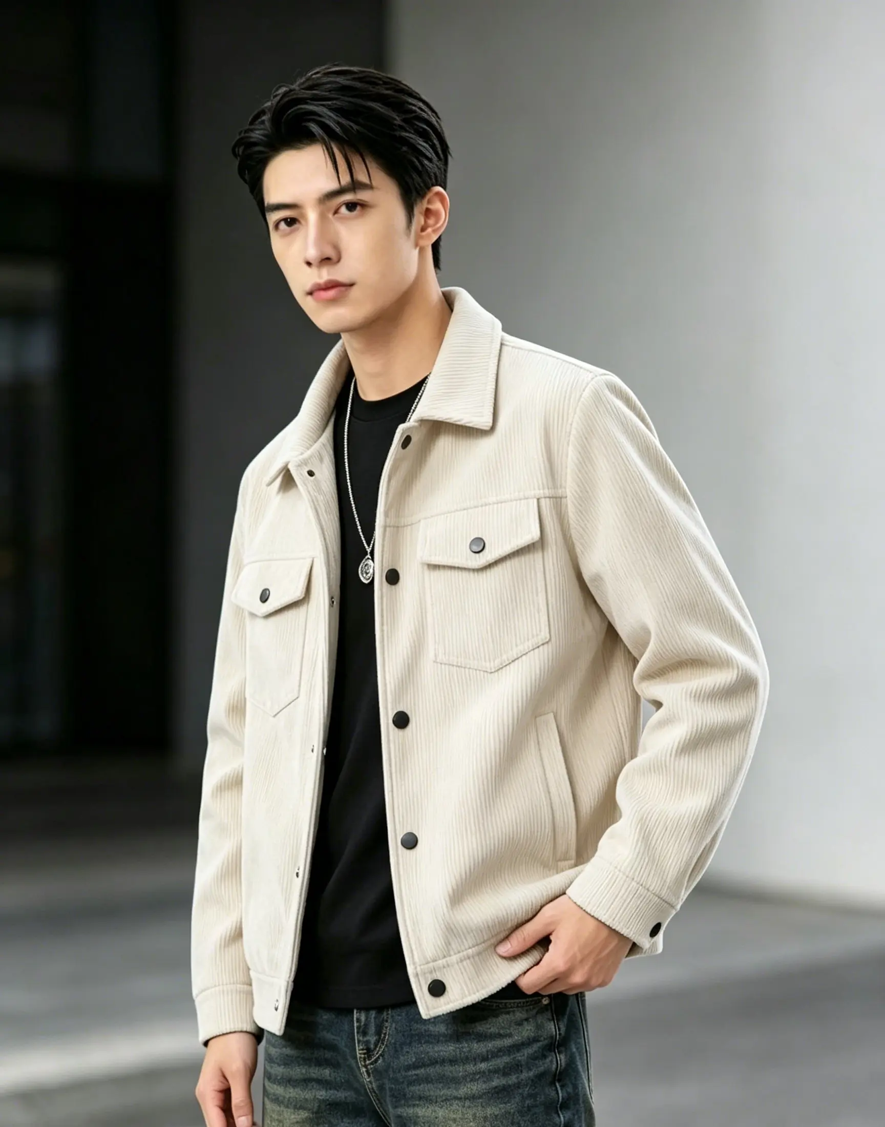 Men's Pure Color Button-Up Collar Casual Outdoor Jacket Autumn Winter Spring Seasonal Fashion Outerwear
