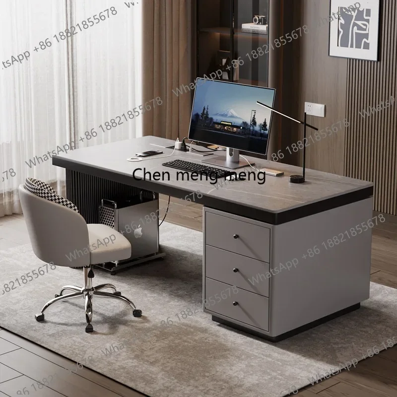 

E182 Nordic, rock slab desk study table small apartment computer table and chair combination desk simple and modern