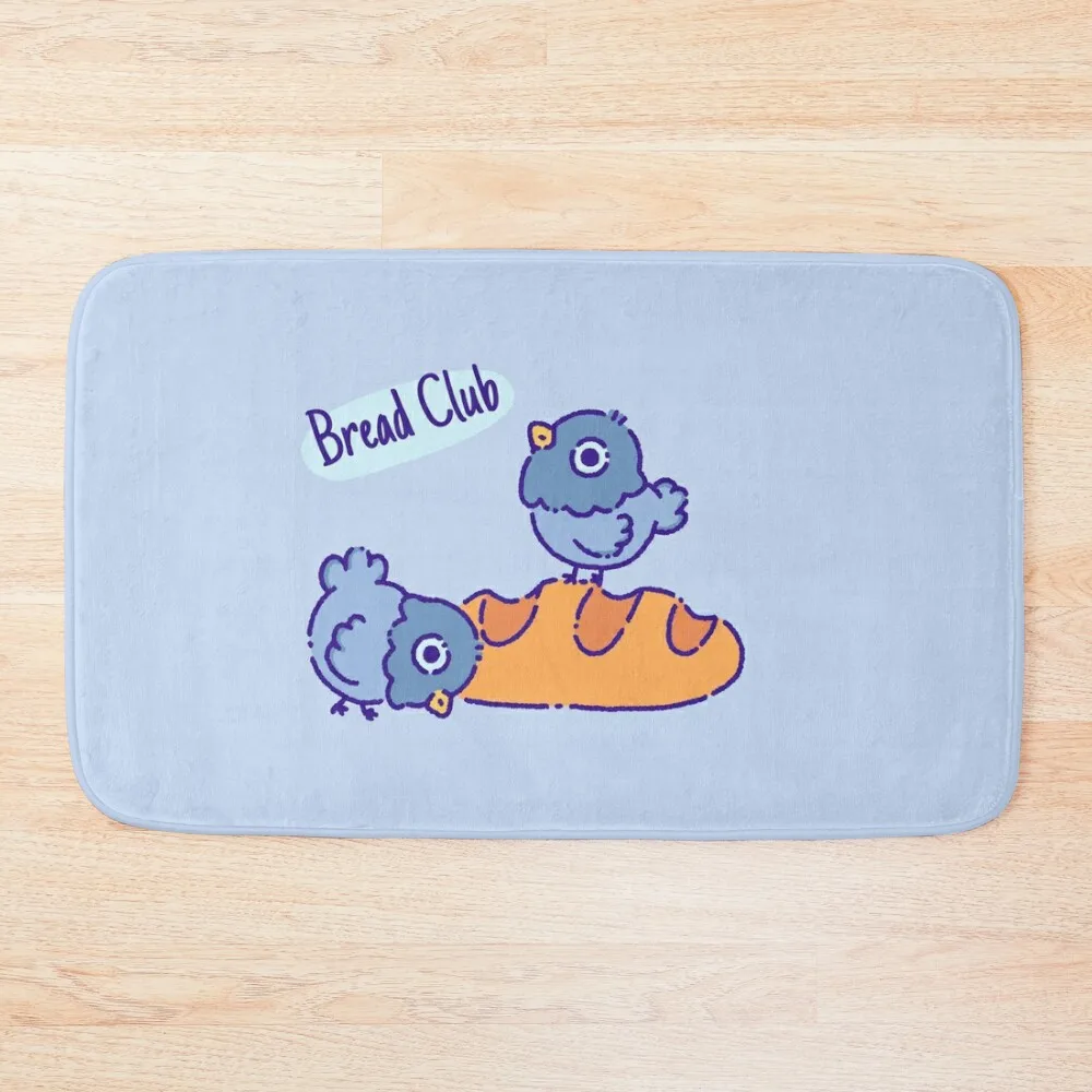 

Bread club, pigeons and baguette Bath Mat Home Entrances Carpet Bathroom Showers Mat