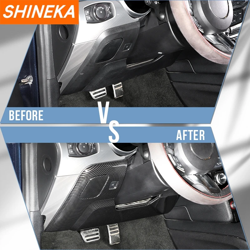 SHINEKA Car Steering Wheel Lower Trim Panel Decoration Cover For Ford Mustang 2015 2016 2017 2018 2019 Up Interior Accessories