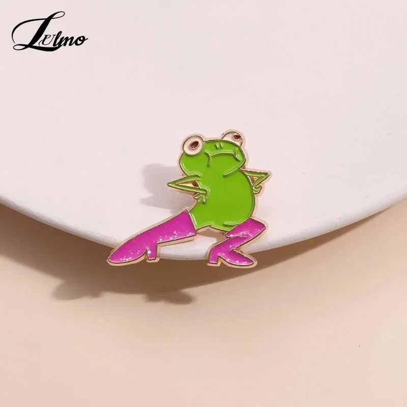 Unique Pink Boots Frog Alloy Brooch Cute Animal Lapel Pin Badge Creative Ornament for Jacket Hat Backpack Daily Matching Decor