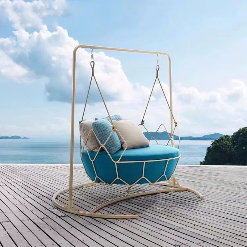 Outdoor Garden Courtyard Leisure Double Swing Outdoor Villa Hotel B & B Waterproof Sunscreen Rope Braided Hanging Basket