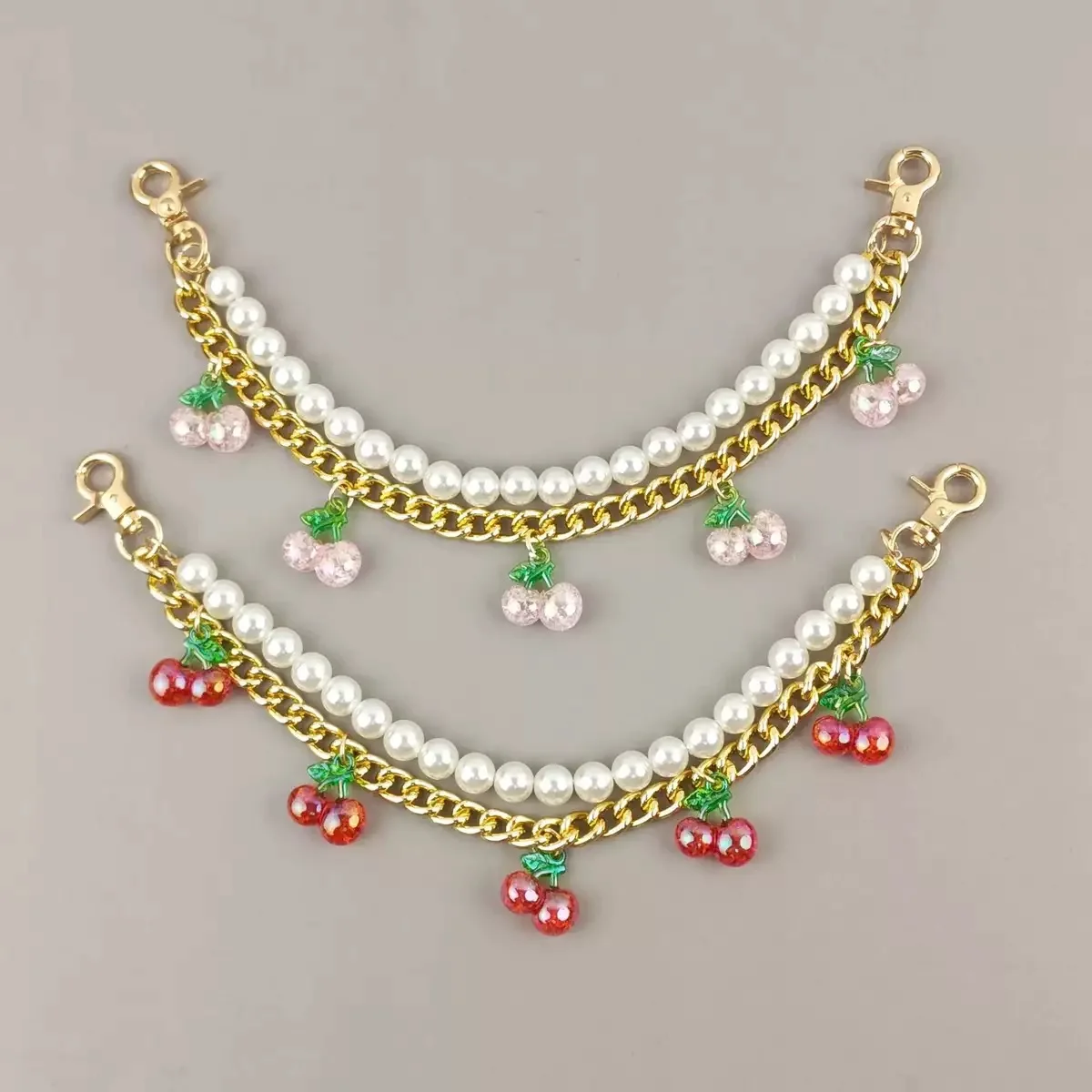 Cherry Pearl Bag Extension Chain Pendant Keychain Pendant Metal Chain Fashion Bag DIY Accessories Women Accessories Jewelry