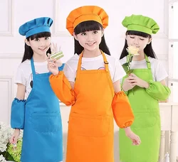 Children Front Pocket Bib Apron Kid Boys Girls Apron Kitchen Child Craft Kids Apron Child Painting Cooking Baby Pinafore