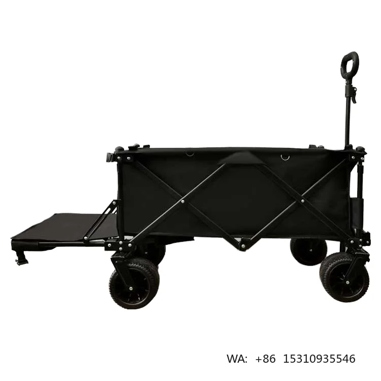 Heavy Duty Large Capacity Foldable Platform Four-Wheel Beach Wagon Collapsible Utility Cart Outdoor Trolley Portable Garden