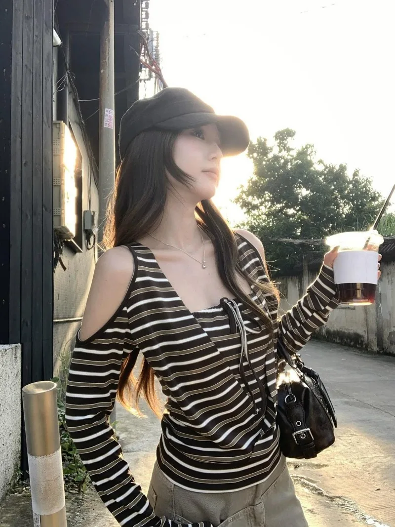 Kimotimo Women Stripe Long Sle - đánh giá và giá Off Shoulder Top