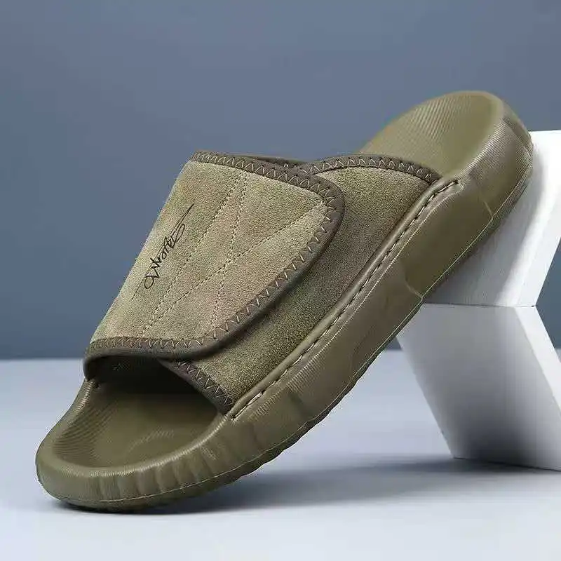 

2026 Summer men's genuine leather slippers comfortable anti-slip wear-resistant soft sole casual beach sandals