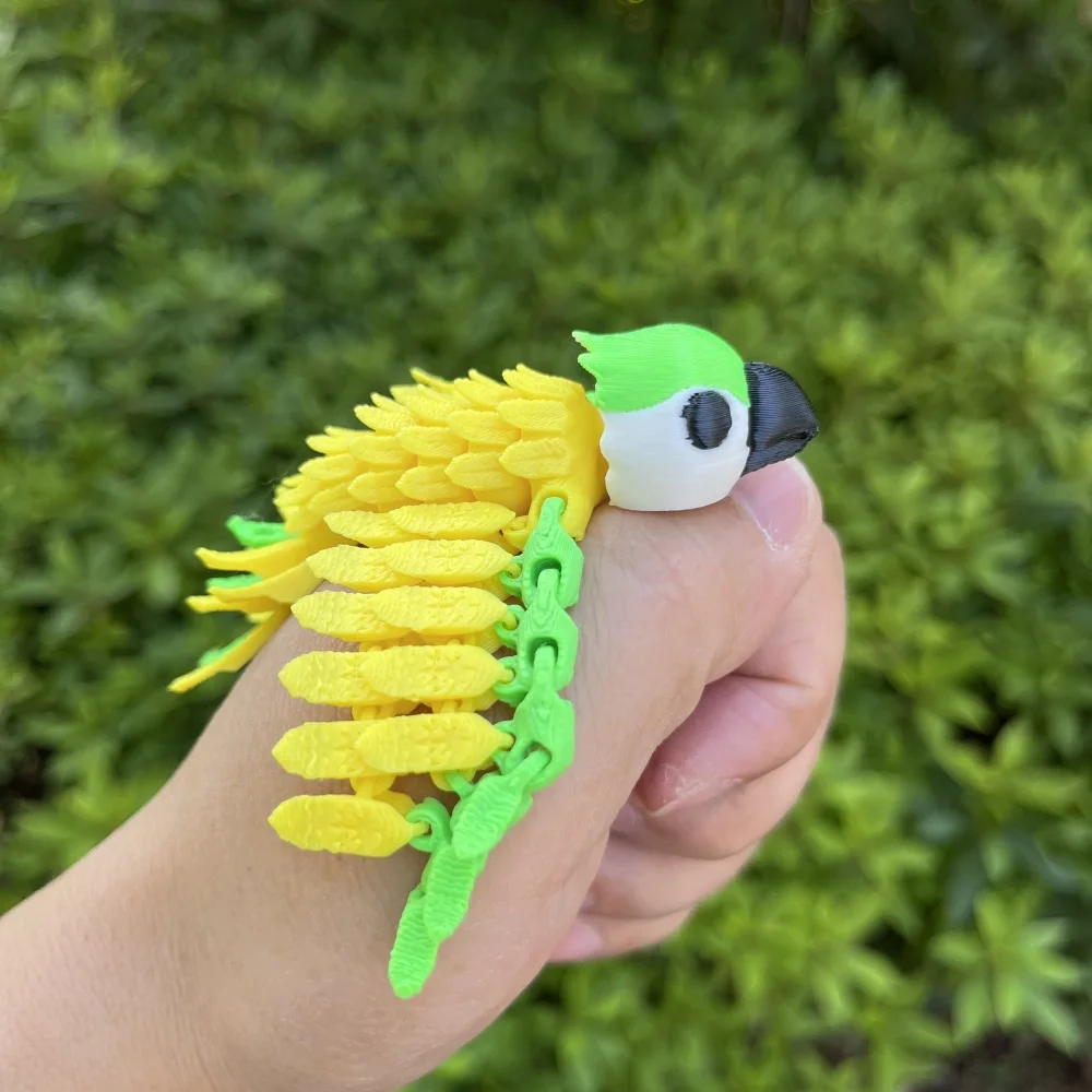 3D 인쇄 앵무새 전신 관절 움직일 수있는 장식품 다채로운 앵무새 거실 침실 입구 공예 데스크탑 장식