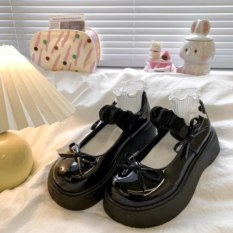 

Новинка весны и осени 202, детская обувь, элегантные туфли принцессы с бантом, глянцевая повседневная обувь на липучке для девочек