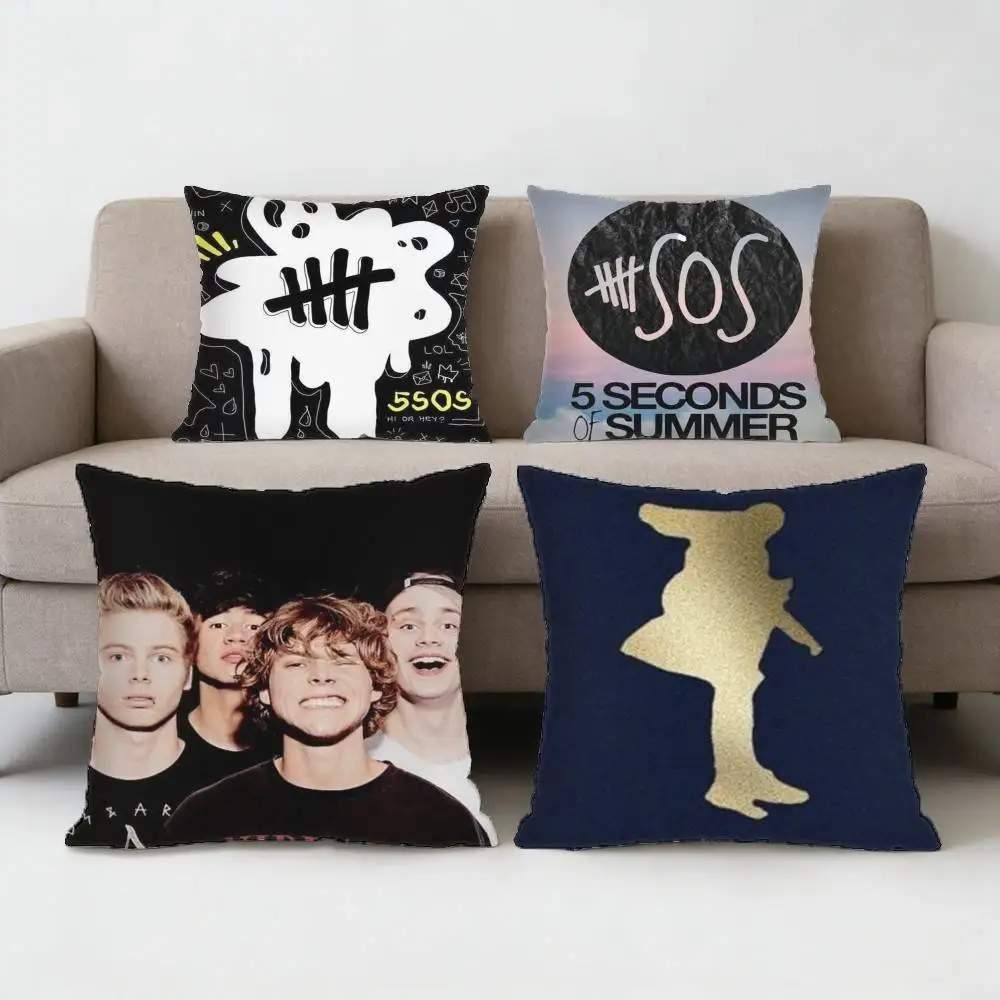 

Popular Rock Band 5-5SOS Pillow Case Anti-dustmite Pillowcase Invisible zipper silky short plush Sofa cushion cover
