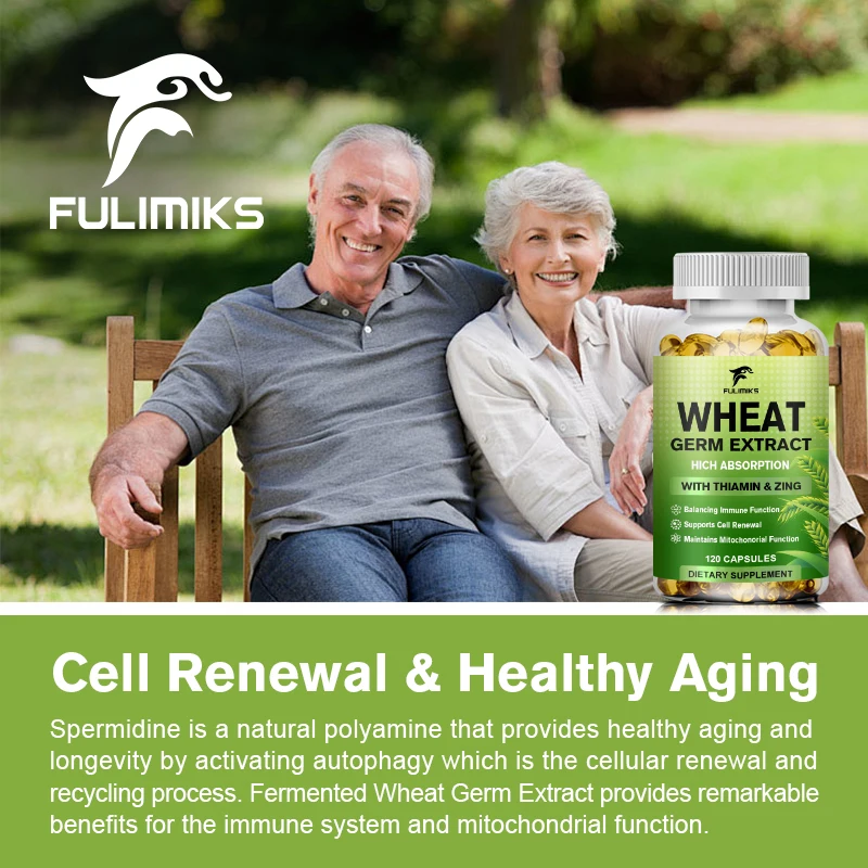 Spermidine Supplements, Wheat Germ Extract Capsules with Higher Spermidine Content & Zinc for Healthy Aging, Immune System