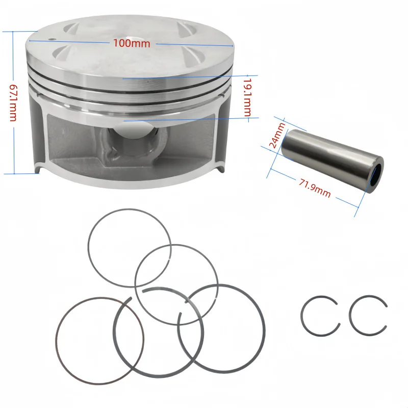

For Kawasaki KLR 650 Motorcycle Engine Parts100mm Bore 24MM Pin Piston Rings Kit