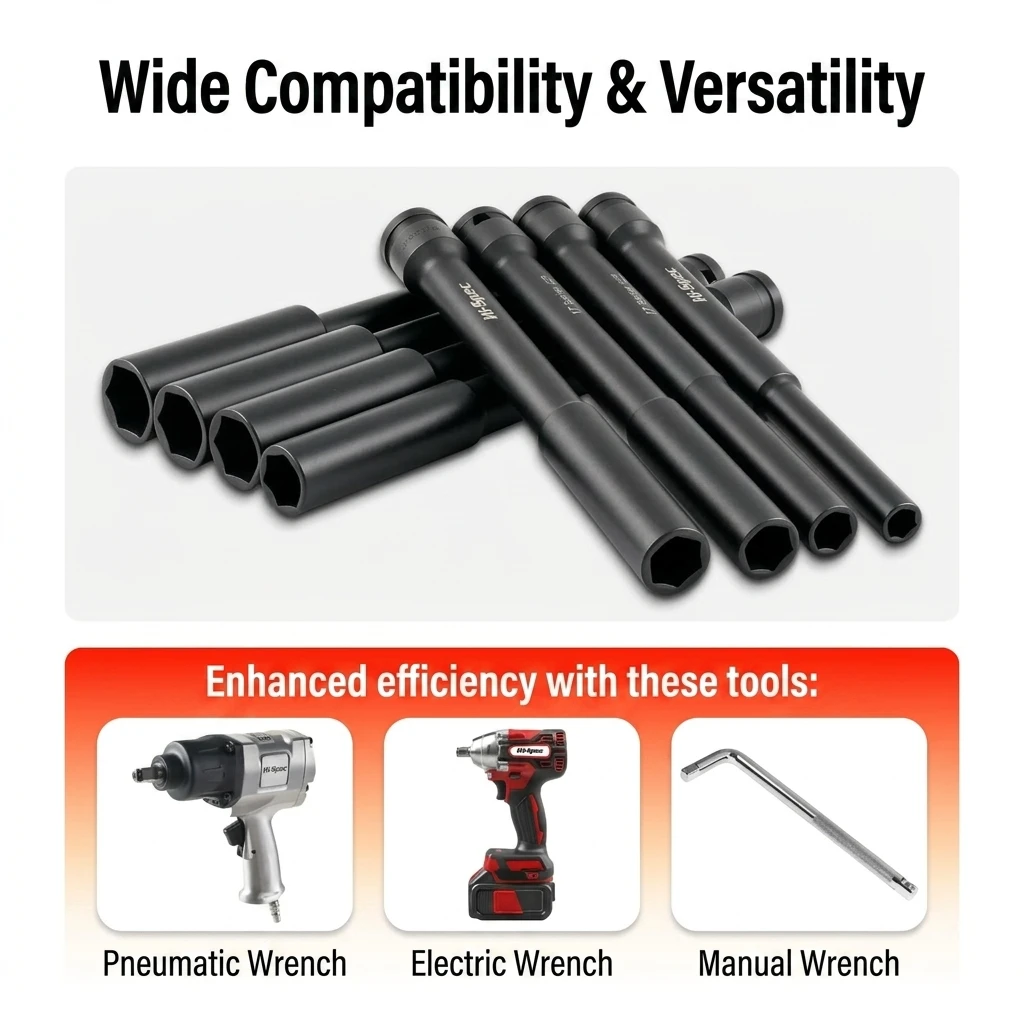 1/2 Inch Drive Extra Long Impact Socket 200mm CR-V Deep Pneumatic Electric Wrench Sleeve for Auto Repair Hand Tool Metric - view 5
